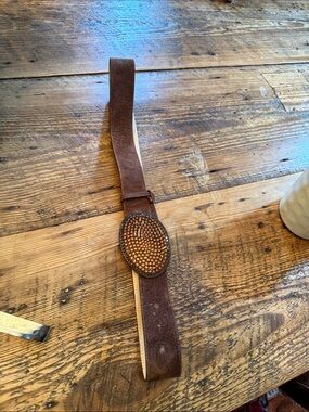Brown Suede women’s Belt with Decorative Oval Buckle. Fabulous